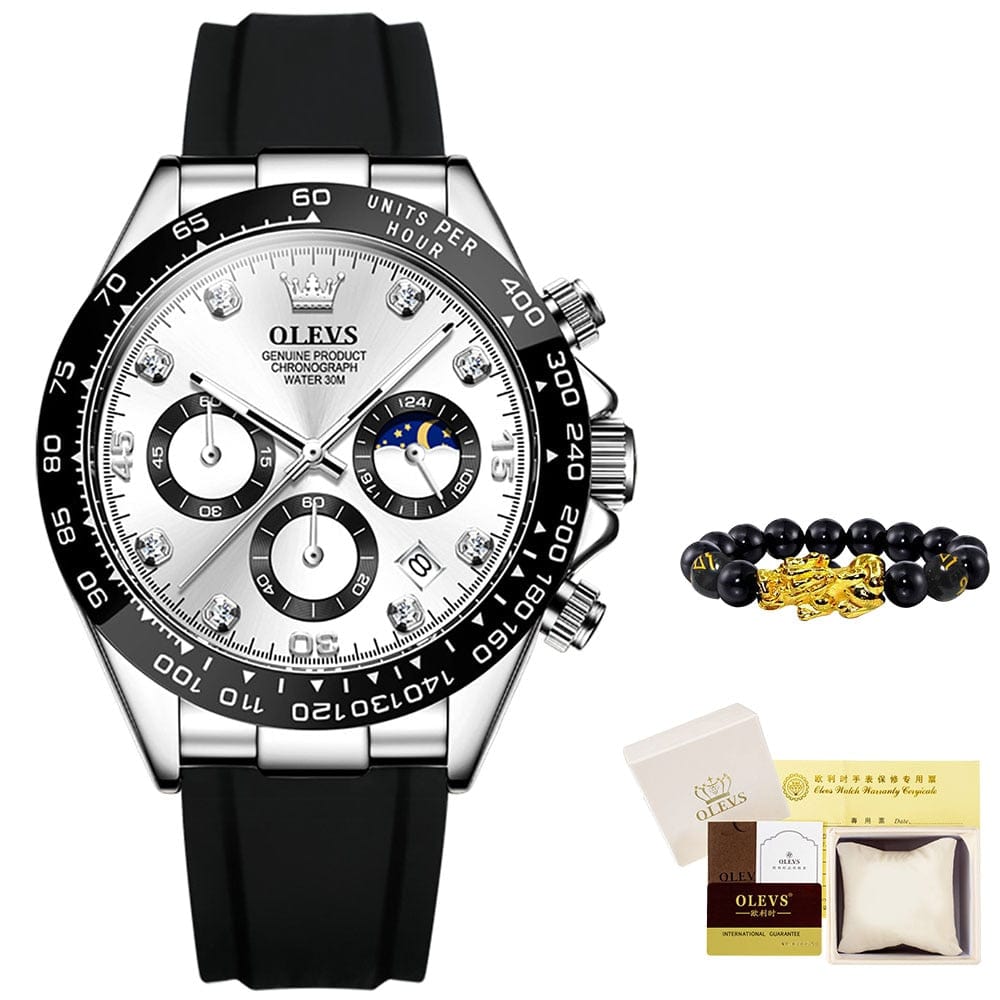 Sophie Store Silver / United States / No OLEVS Luxury Men Watch Quartz Man Watches Waterproof Luminous Top Brand Watch for Men Date Chronograph Sport Wristwatch