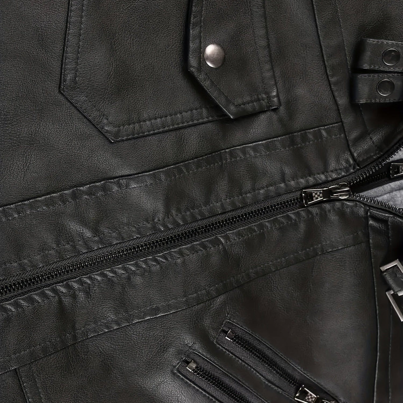 Sophie Store Sleek and Stylish: Men's PU Hooded Biker Jacket with Multi Pockets, Your Perfect Casual Faux Leather Coat