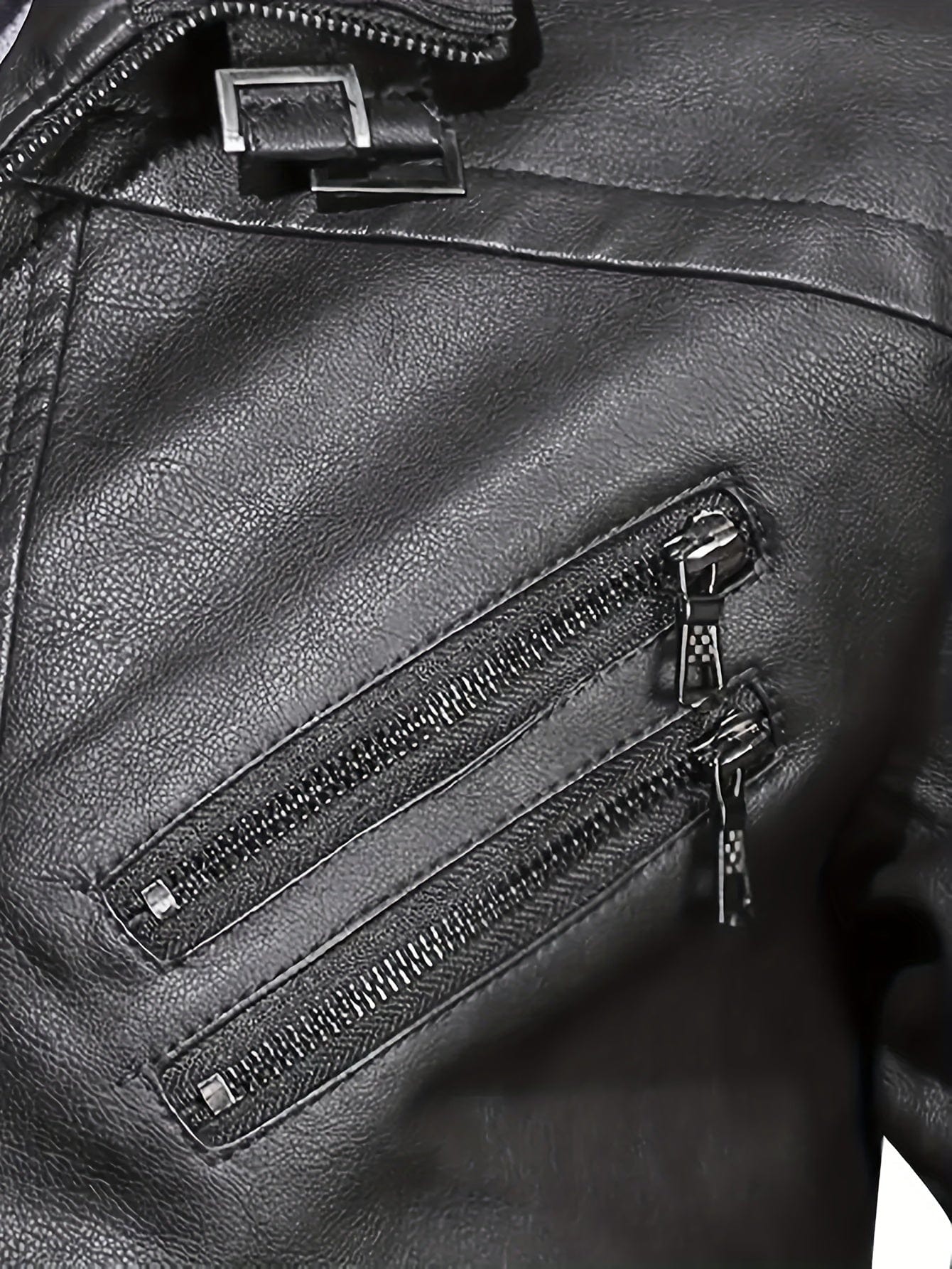 Sophie Store Sleek and Stylish: Men's PU Hooded Biker Jacket with Multi Pockets, Your Perfect Casual Faux Leather Coat