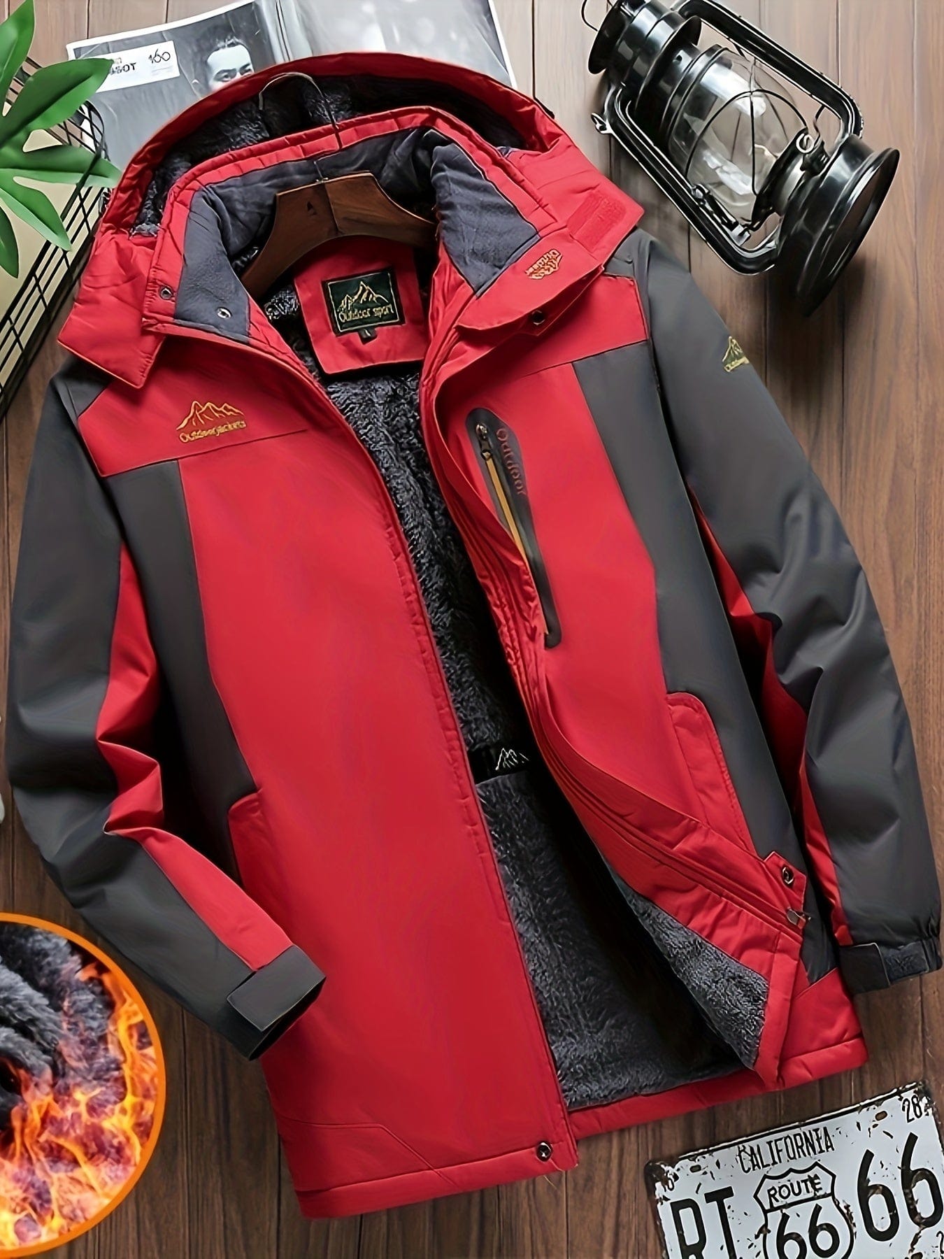 Sophie Store Stay Cozy and Stylish Outdoors: Men's Hooded Waterproof Jacket with Pockets, Perfect for Hiking and Outdoor Adventures