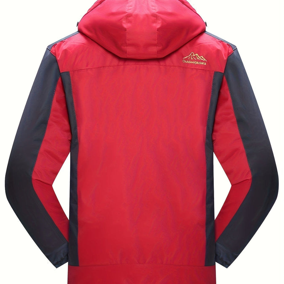 Sophie Store Stay Cozy and Stylish Outdoors: Men's Hooded Waterproof Jacket with Pockets, Perfect for Hiking and Outdoor Adventures