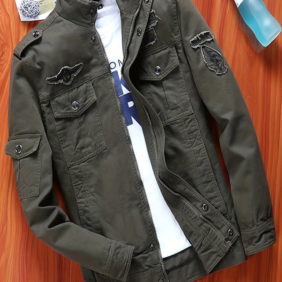 Sophie Store Timeless Style Meets Utility: Men's Classic Design Windbreaker Cargo Jacket for Spring and Fall