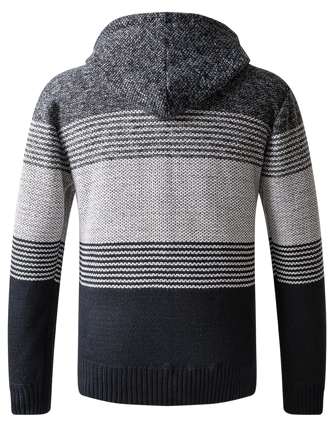 Sophie Store Warm Fleece Hooded Jacket, Men's Casual Stretch Knit Cardigan Winter Jacket