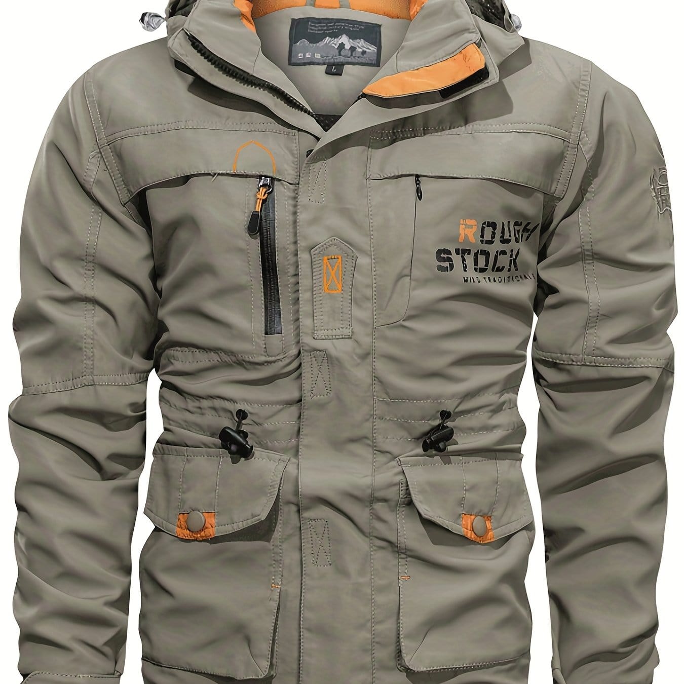 Sophie Store XXXL(46-48) / Khaki Ready for Adventure: Men's Multi Pocket Hooded Windbreaker Jacket, Ideal for Fall and Winter Outdoor Activities