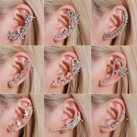 The Sophie Store womens Full Crystal Butterfly Flower Single Crystal Ear Clip