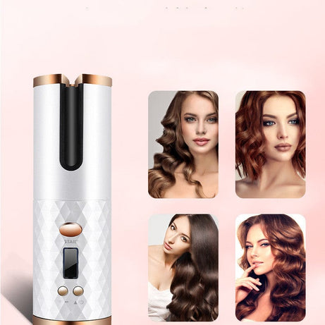 The Sophie Store womens Rechargeable Automatic Hair Curler Women Portable Hair Curling Iron LCD Display Ceramic Curly Rotating Curling Wave Styer