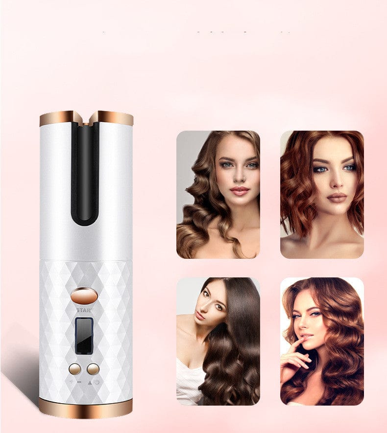 The Sophie Store womens Rechargeable Automatic Hair Curler Women Portable Hair Curling Iron LCD Display Ceramic Curly Rotating Curling Wave Styer