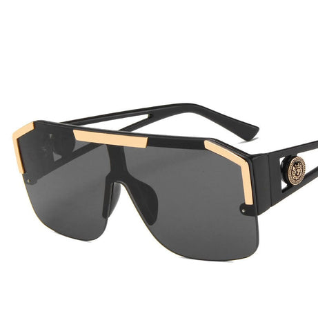 Trade Castle Summer items Black Sunglasses Hollow Sports Sunglasses, Personality Trend Conjoined Sunglasses