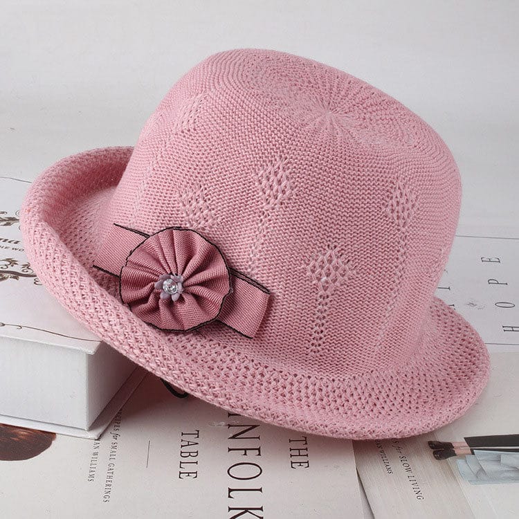 Trade Castle Summer items Flowers pink / One size 57cm Women'S Hats Korean Version Of The Fashion Alice Along The Flower Knitted Women'S Hats Sun Hats