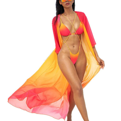 Trade Castle Summer items Picture color / L Bikini Tie Rope Gradient Color Bikini Swimsuit Female Split Swimwear