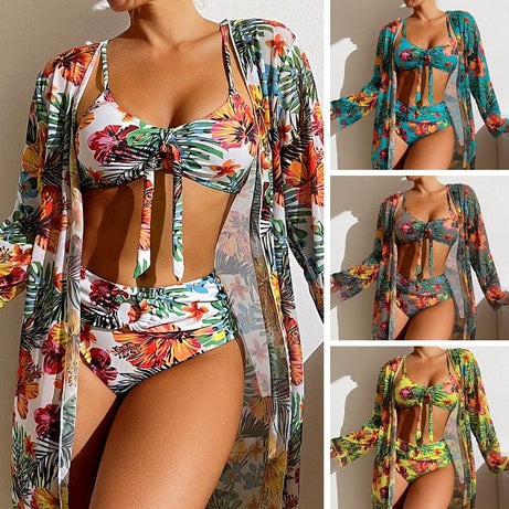 Trade Castle Summer items Swimwear Long Sleeved Blouse Three Piece Suit