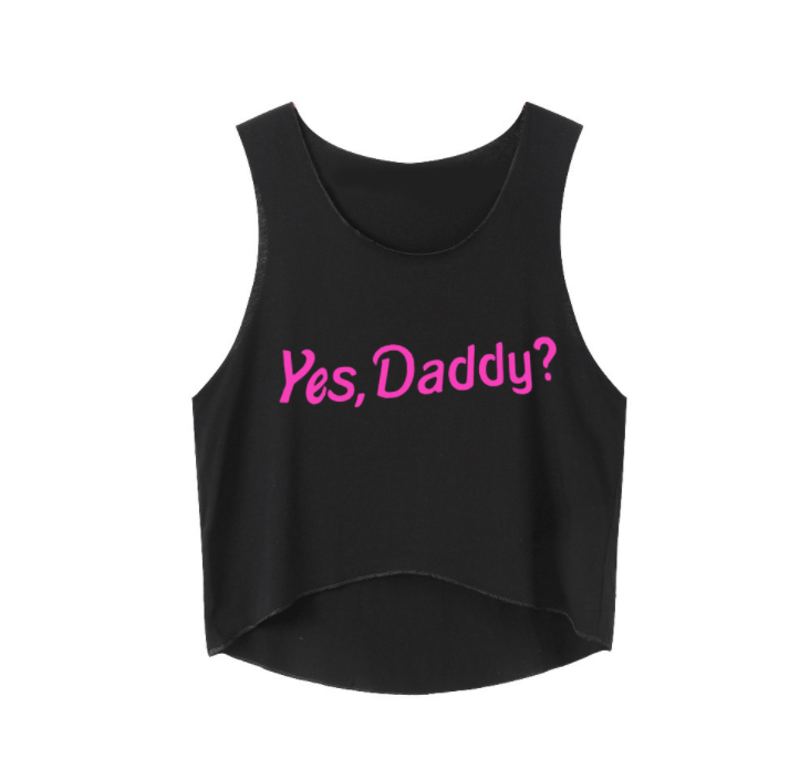 Trade Castle Summer items Yes Daddy Crop Tops Letters Printing Women Sleeveless Tanks Summer Funny Short Cute Tops For Girls