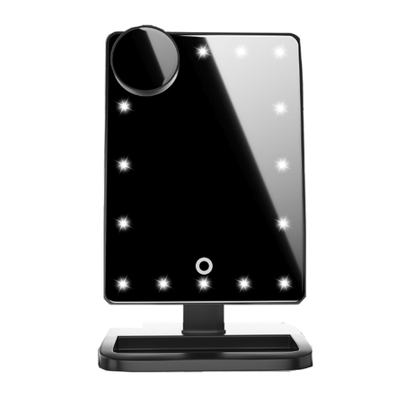 Trade Castle womens Black Touch Screen Makeup Mirror With 20 LED Light Bluetooth Music Speaker 10X Magnifying Mirrors Lights