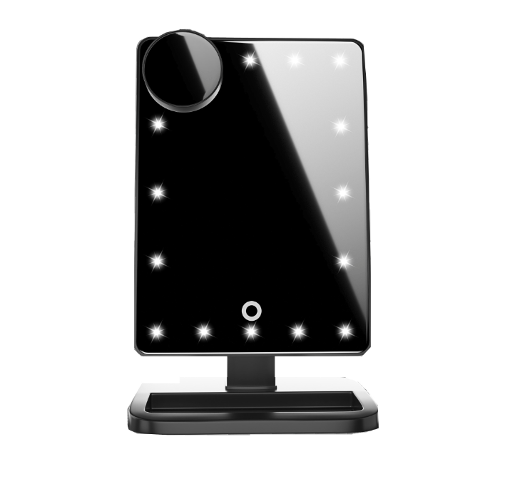 Trade Castle womens Black Touch Screen Makeup Mirror With 20 LED Light Bluetooth Music Speaker 10X Magnifying Mirrors Lights