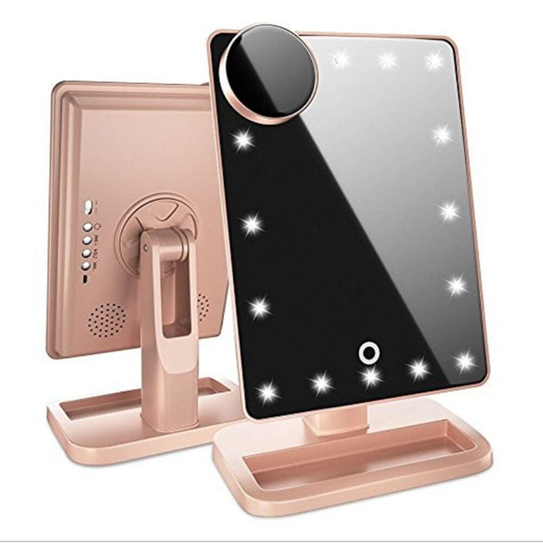 Trade Castle womens Touch Screen Makeup Mirror With 20 LED Light Bluetooth Music Speaker 10X Magnifying Mirrors Lights