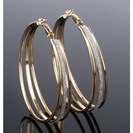 1pair Simple Multi Layered Frosted Hoop Earrings For Men
