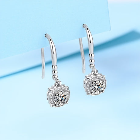 1.0ct Square Moissanite Stud Earrings 18K Gold Plated 925 Silver Luxury Jewelry Party Wedding Banquet Decor For Women Girls 1Pair