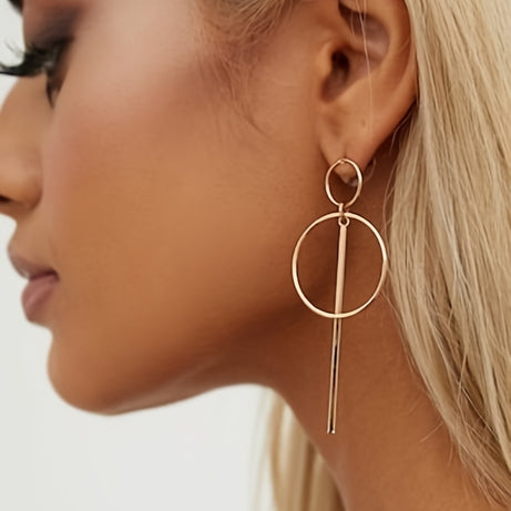 Exaggerated Hollow Geometric Pendants Drop hoop Earrings for Women Big Personality Simple Dangle Earring