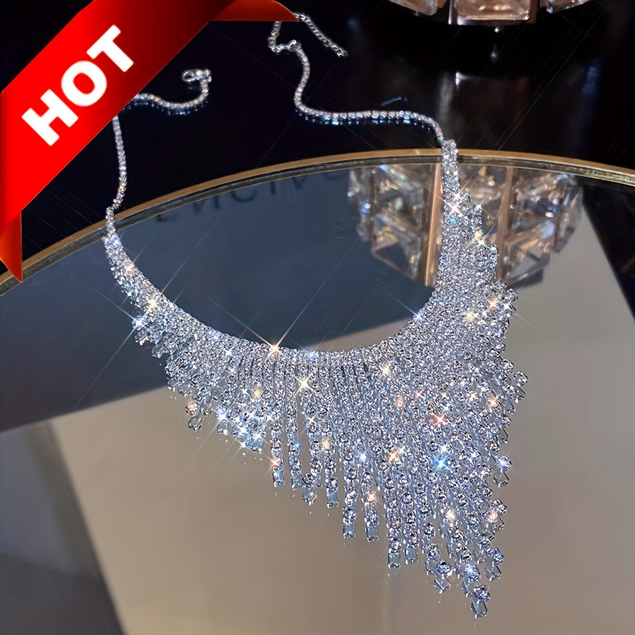Exaggerated Personality Rhinestones Statement Necklace Luxury Design Bib Necklace Banquet Ornament