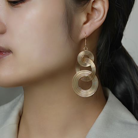 Creative Multi-layer Circle Design Dangle Earrings Iron Jewelry Vintage Bohemian Style Unique Personality Female Earrings