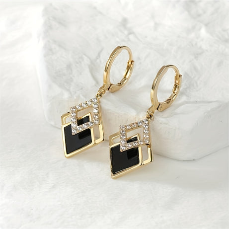 Gorgeous Rhinestone Rhombus Dangle Earrings - Perfect For Women's Party Look!