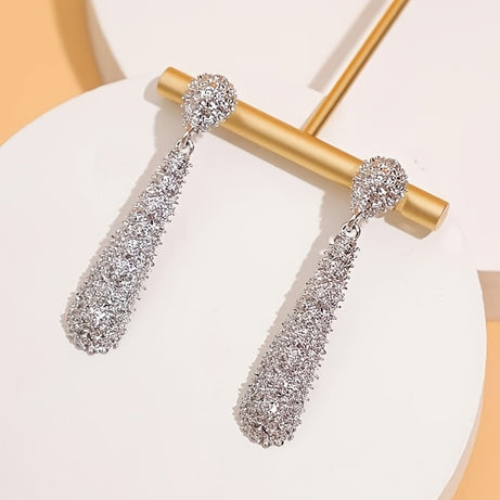 Silver Color Water Drop Shaped Embossed Earrings Party Jewelry Gift