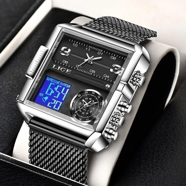 Trade Castle Black M / Russian Federation LIGE Watches For Men Luxury Original Gold Quartz Clock Sports Waterproof Steel Band Wrist Watch Quartz Clock Relogio Masculino