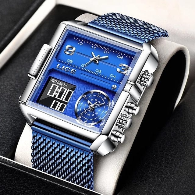 Trade Castle Blue M / China LIGE Watches For Men Luxury Original Gold Quartz Clock Sports Waterproof Steel Band Wrist Watch Quartz Clock Relogio Masculino