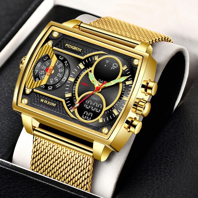 Trade Castle Golden  black L / SPAIN LIGE Watches For Men Luxury Original Gold Quartz Clock Sports Waterproof Steel Band Wrist Watch Quartz Clock Relogio Masculino