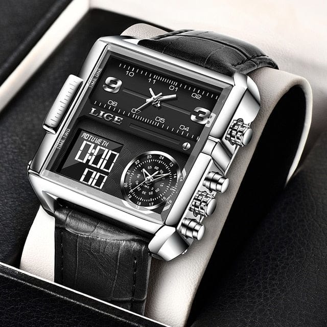 Trade Castle Silver  black / Russian Federation LIGE Watches For Men Luxury Original Gold Quartz Clock Sports Waterproof Steel Band Wrist Watch Quartz Clock Relogio Masculino