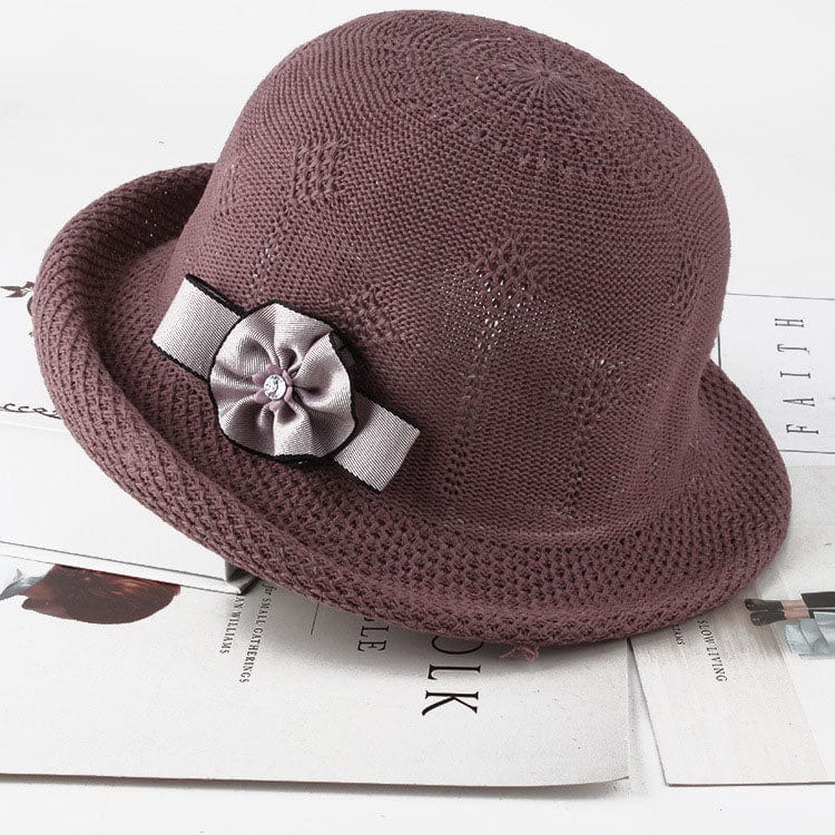 Trade Castle Summer items Skin purple / One size 57cm Women'S Hats Korean Version Of The Fashion Alice Along The Flower Knitted Women'S Hats Sun Hats