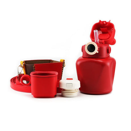 Trade Castle Vacuum Flasks Red Children's Vacuum Flask Stainless Steel Cute Bowknot Kettle