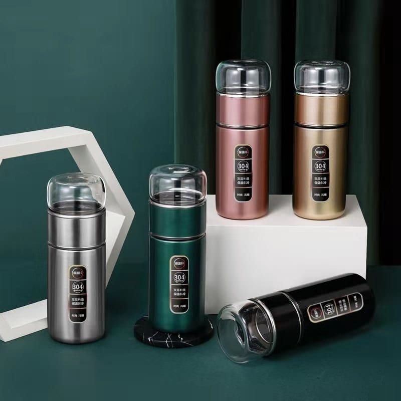 Trade Castle Vacuum Flasks Stainless Steel High Borosilicate Glass Water Cup