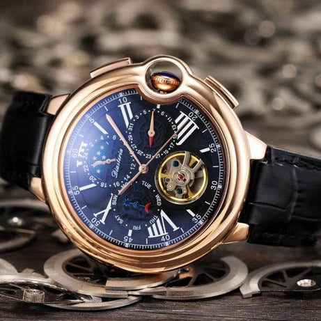 tradecastle mens Gold black Mechanical watches