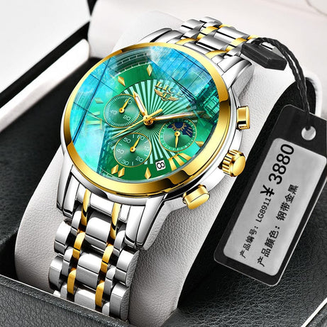 tradecastle mens Gold green Trend mechanical watches