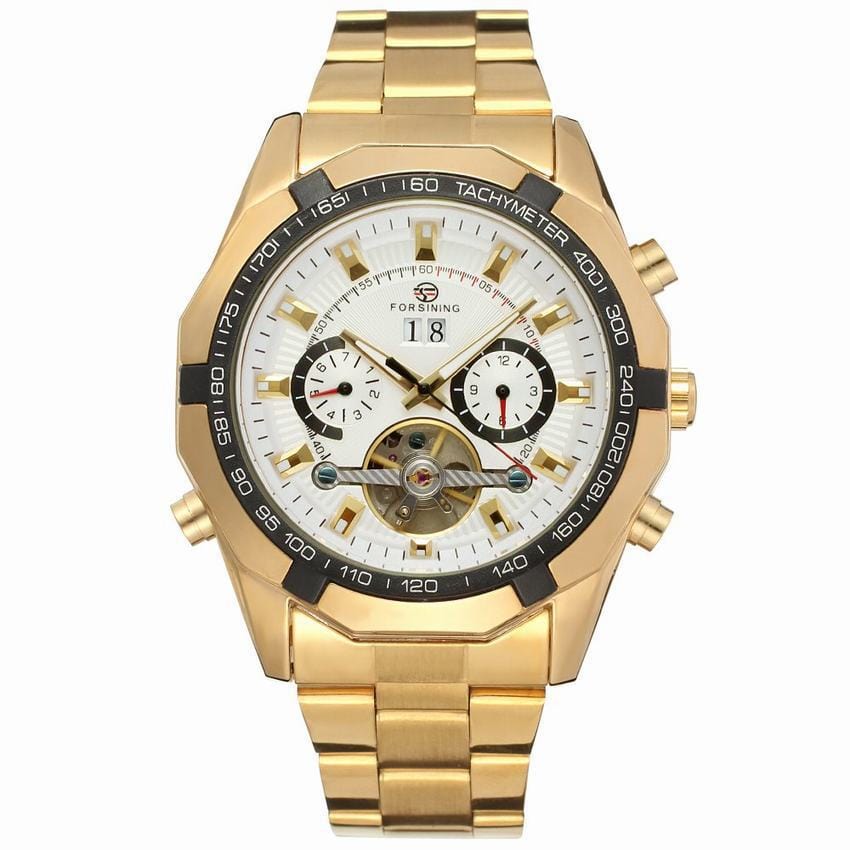 tradecastle mens Golden white Gold Watches Men