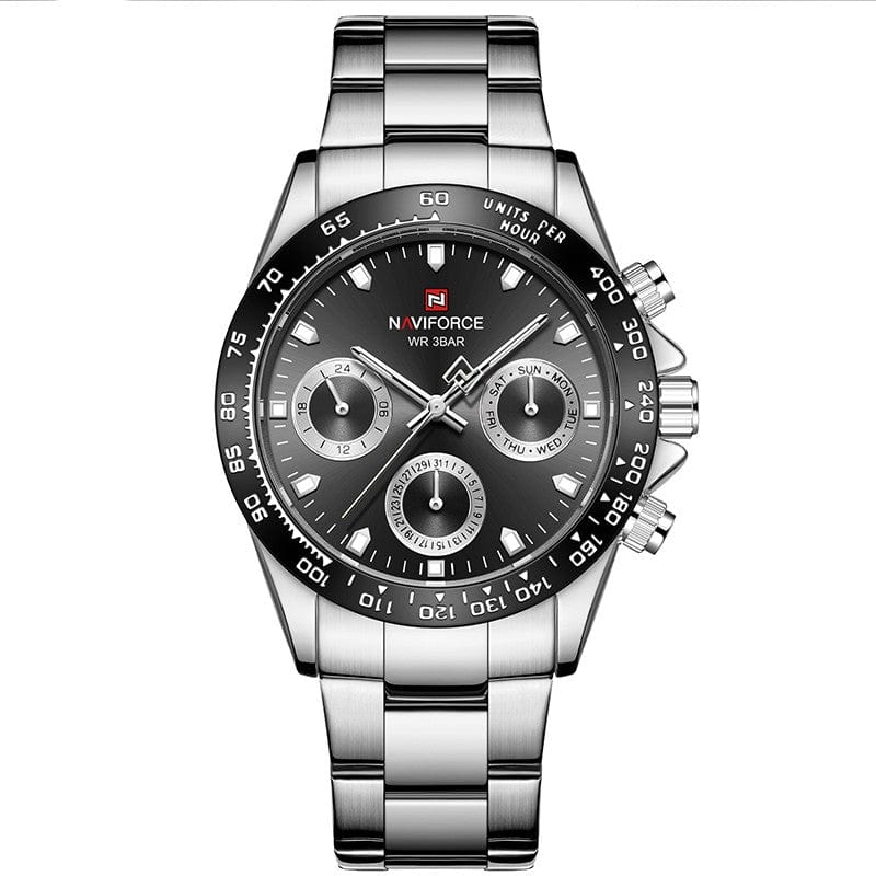 tradecastle mens Silver black New Authentic Brand-name Student Watches For Men