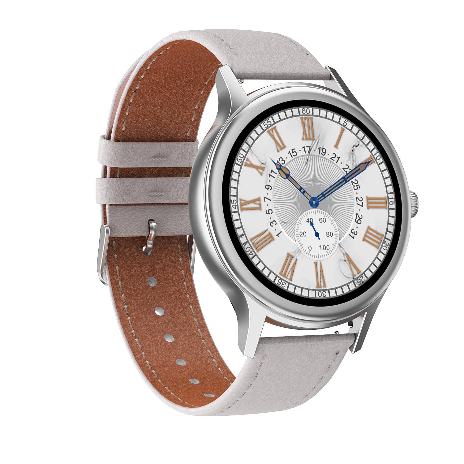 tradecastle mens Silver / Leather Detect smart watches