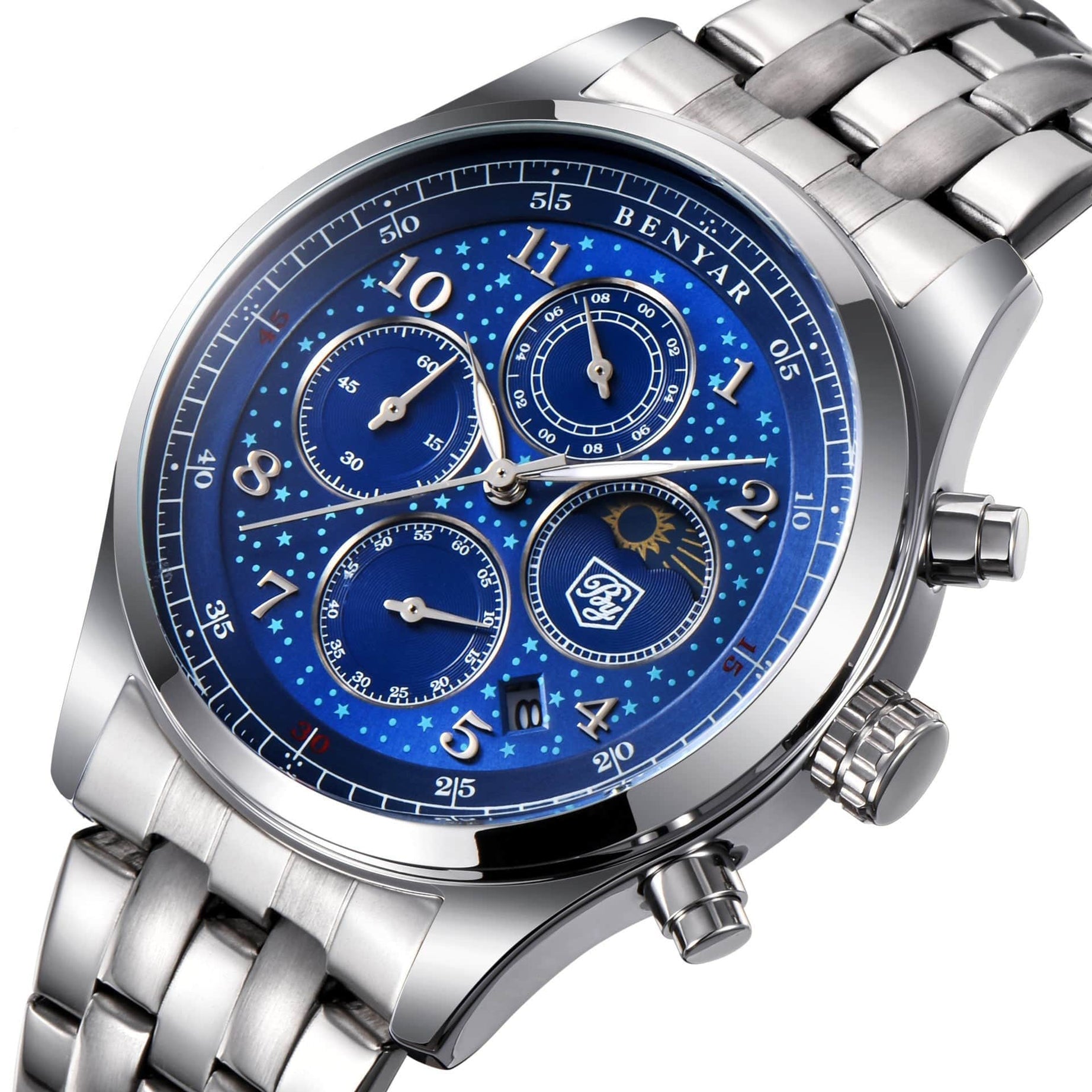 tradecastle mens Steel strip blue surface Belt men's watch watches men's quartz watches